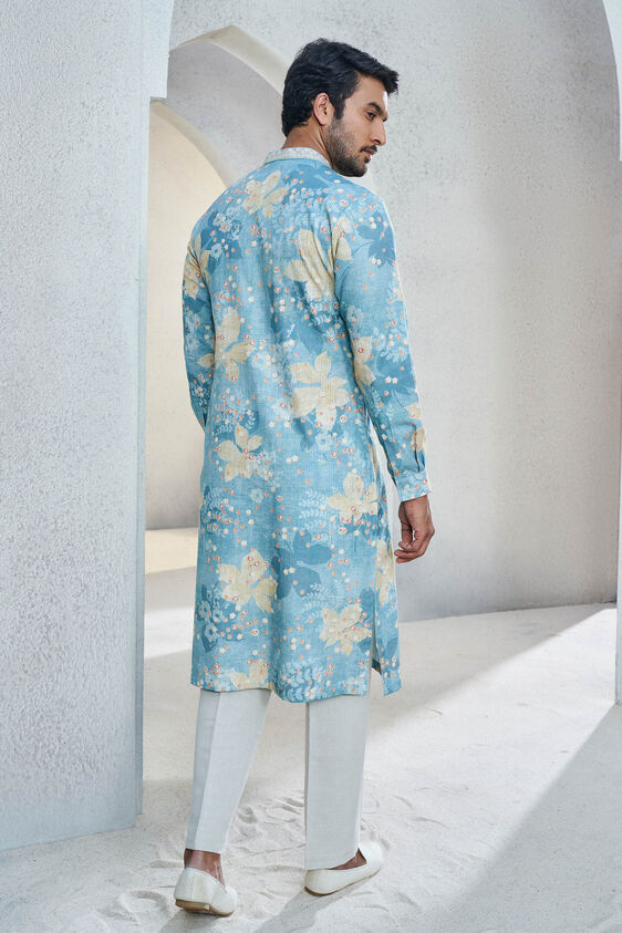 Revaan Kurta - Powder Blue, Powder Blue, image 3